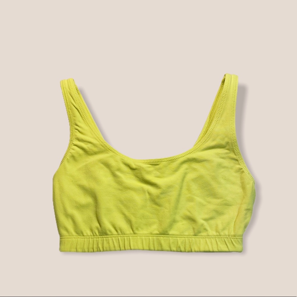 J. Crew. x New Balance neon yellow sports bra